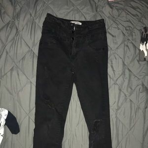 Black ripped refuge jeans